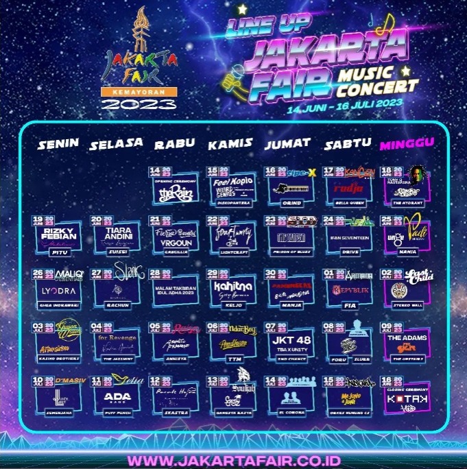 Resmi Dibuka, Berikut Jadwal Konser Musik Di Jakarta Fair 2023 - EL John News