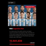 Hampir 14 Juta Orang Teken Petisi Argentina Ditendang dari Piala Dunia